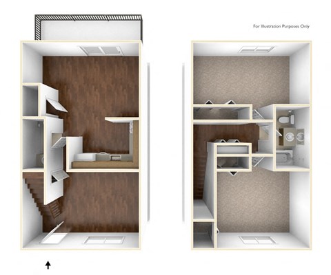 Floor plan for 2 beds, 1.5 baths